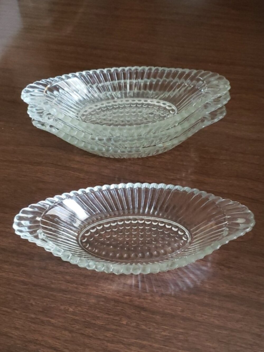 4 Mid-Century Jeannette Glass Co. "National Clear" Banana Split Boat dishes